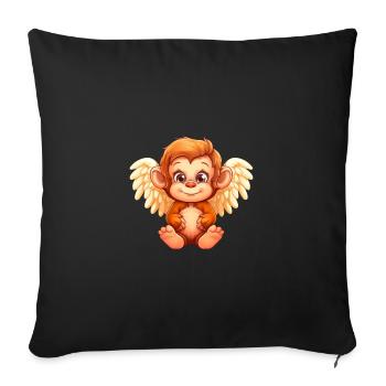 Cute Monkey Angel - Animal Fantasy Design - Sofa pillowcase 17,3'' x 17,3'' (45 x 45 cm) - black - Front