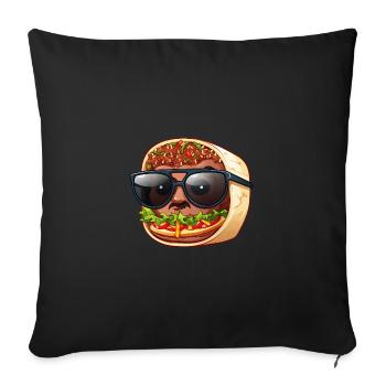 Cool kawaii doner kebab with sunglasses - Sofa pillowcase 17,3'' x 17,3'' (45 x 45 cm) - black - Front