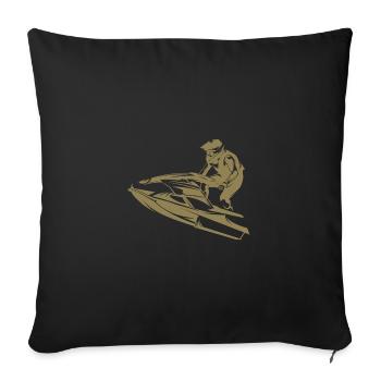 Jet ski rapide en silhouette - Housse de coussin décorative 45 x 45 cm - noir - Devant