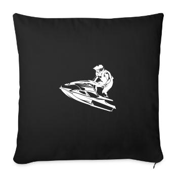 Jet ski rapide en silhouette - Housse de coussin décorative 45 x 45 cm - noir - Devant