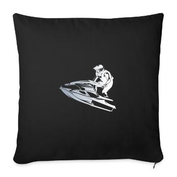 Jet ski rapide en silhouette - Housse de coussin décorative 45 x 45 cm - noir - Devant