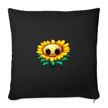Kawaii Sunflower: Cute summer flower with large - Sofa pillowcase 17,3'' x 17,3'' (45 x 45 cm) - black - Front