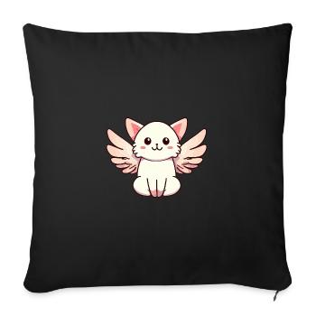 Cute Kawaii Angel Cat - Sofa pillowcase 17,3'' x 17,3'' (45 x 45 cm) - black - Front