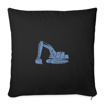 Silhouette de conducteur de pelle - Opérateur d’équipement de construction - Housse de coussin décorative 45 x 45 cm - noir - Devant