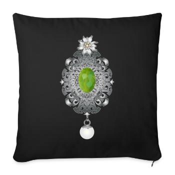 timeless costumes Emerald brooch with pearl - Sofa pillowcase 17,3'' x 17,3'' (45 x 45 cm) - black - Front
