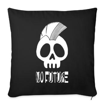 Tête de mort punk blanc - Housse de coussin décorative 45 x 45 cm - noir - Devant