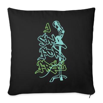 Je chante gratuitement - Housse de coussin décorative 45 x 45 cm - noir - Devant