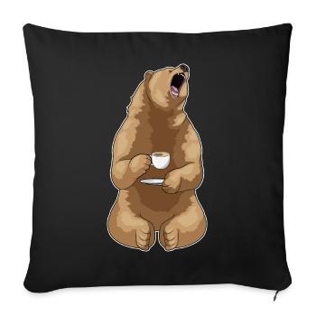 Bear Cup of Coffee - Sofa pillowcase 17,3'' x 17,3'' (45 x 45 cm) - black - Front