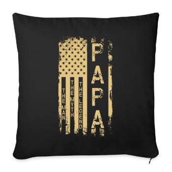 Typographie du drapeau américain grungy - Housse de coussin décorative 45 x 45 cm - noir - Devant