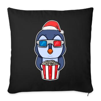 Pinguin 3d kino Filmabend Weihnachten - Sofakissenbezug 45 x 45 cm - Schwarz - Vorne