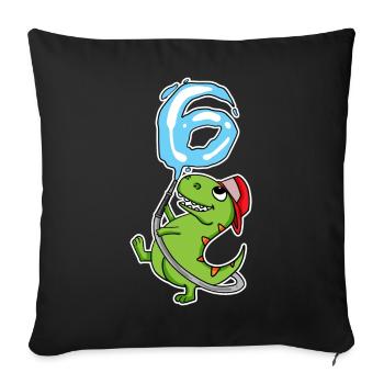 6th Birthday Dinosaur - Sofa pillowcase 17,3'' x 17,3'' (45 x 45 cm) - black - Front
