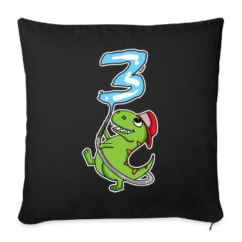 3ème anniversaire dinosaure pompier cadeau - Housse de coussin décorative 45 x 45 cm - noir - Devant
