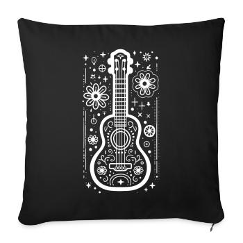 Ukulele Zeichnung - Sofakissenbezug 45 x 45 cm - Schwarz - Vorne