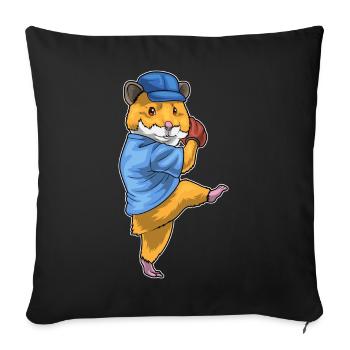 Hamster Baseball Baseball Glove - Sofa pillowcase 17,3'' x 17,3'' (45 x 45 cm) - black - Front