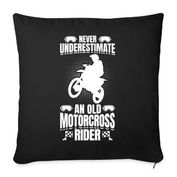 Never Underestimate Old Motocross Rider - Sofakissenbezug 45 x 45 cm - Schwarz - Vorne