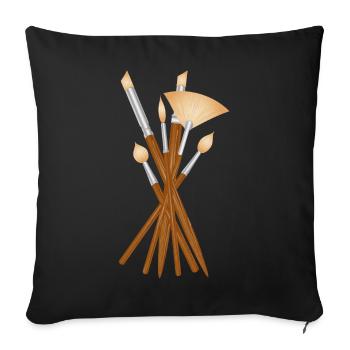 Artist brush set in different shapes - Sofa pillowcase 17,3'' x 17,3'' (45 x 45 cm) - black - Front