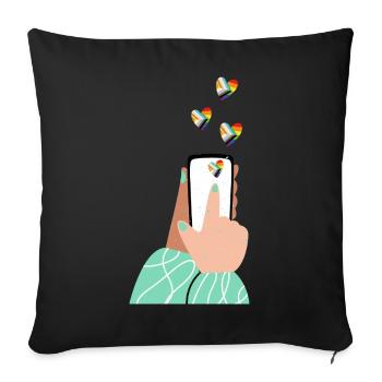 Pride hearts on the smartphone - Sofa pillowcase 17,3'' x 17,3'' (45 x 45 cm) - black - Front