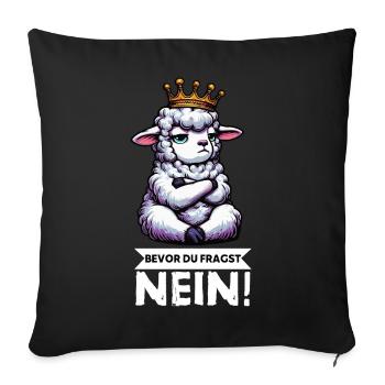 Before you ask: sheep, sheep, shepherd, sheep farmer - Sofa pillowcase 17,3'' x 17,3'' (45 x 45 cm) - black - Front