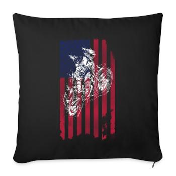Dirt Biking USA-Flagge - Sofakissenbezug 45 x 45 cm - Schwarz - Vorne