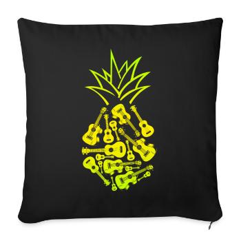 Hawaiian Ukulele Uke Pineapple - Sofa pillowcase 17,3'' x 17,3'' (45 x 45 cm) - black - Front
