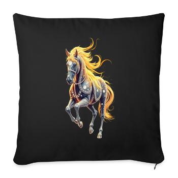 Star steed with golden mane - Sofa pillowcase 17,3'' x 17,3'' (45 x 45 cm) - black - Front