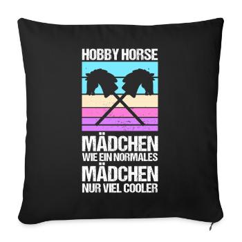 Steckenpferd Hobbyhorse Hobby Horsing - Sofakissenbezug 45 x 45 cm - Schwarz - Vorne