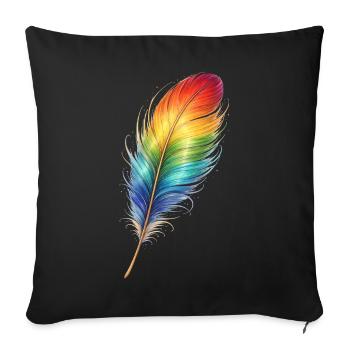 Colorful Feather Rainbow Boho Design - Sofa pillowcase 17,3'' x 17,3'' (45 x 45 cm) - black - Front