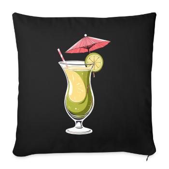Cocktail tropical au citron vert - Housse de coussin décorative 45 x 45 cm - noir - Devant