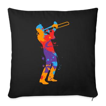 Tromboniste Tromboniste coloré Trombone pour enfants - Housse de coussin décorative 45 x 45 cm - noir - Devant