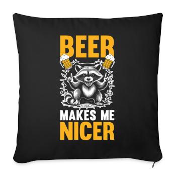 La bière panda trash me rend un raton laveur plus gentil - Housse de coussin décorative 45 x 45 cm - noir - Devant