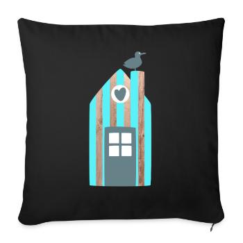 Beach House Stripe Seagull Baltic Sea North Sea Sea - Sofa pillowcase 17,3'' x 17,3'' (45 x 45 cm) - black - Front