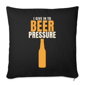 Je cède à la pression de la bière Lustiger Spruch - Housse de coussin décorative 45 x 45 cm - noir - Devant