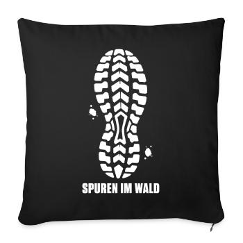 Spurem Im Wald – Trail Running Schuh Sohle Spruch - Sofakissenbezug 45 x 45 cm - Schwarz - Vorne
