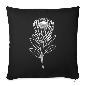 Protea Line Art on Fabric - Sofa pillowcase 17,3'' x 17,3'' (45 x 45 cm) - black - Front