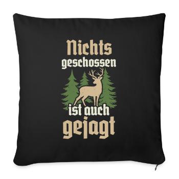 Jäger Jagd Hirsch Rotwild Jagen Jungjäger - Sofakissenbezug 45 x 45 cm - Schwarz - Vorne