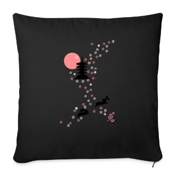 cerise fleur lapins lapin lapin lièvre japon - Housse de coussin décorative 45 x 45 cm - noir - Devant