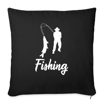 Pêche pêche pêche - Housse de coussin décorative 45 x 45 cm - noir - Devant