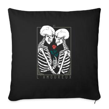 Squelette embrasse squelette Amour Romance - Housse de coussin décorative 45 x 45 cm - noir - Devant