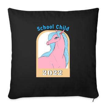 Schulkind 2022 Island Pferd - Schulanfang - Sofakissenbezug 45 x 45 cm - Schwarz - Vorne