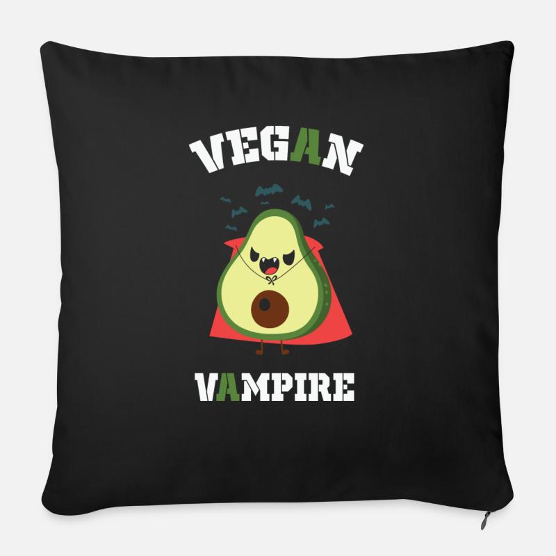 Vegan Vampire Avocat Guacamole végétalien végétalien végétalien - Housse de coussin décorative 45 x 45 cm - noir