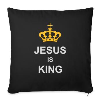 Citation de Jésus est roi - Housse de coussin décorative 45 x 45 cm - noir - Devant