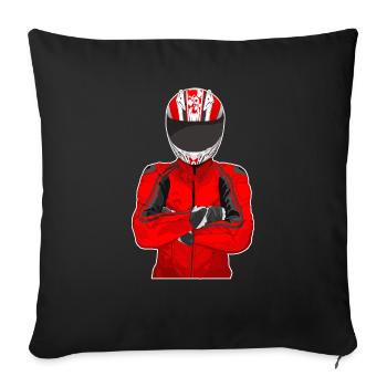 Moto Lifestyle / Moto / Moto motard - Housse de coussin décorative 45 x 45 cm - noir - Devant