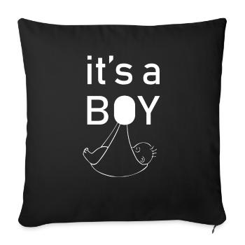 Pregnancy Baby shower Babyshower Boy Girl - Sofa pillowcase 17,3'' x 17,3'' (45 x 45 cm) - black - Front