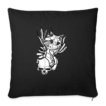 Crâne // Chat - Housse de coussin décorative 45 x 45 cm - noir - Devant