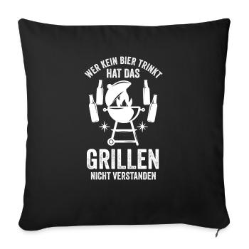 Bier Grillparty Grillmeister Grill Grillen - Sofakissenbezug 45 x 45 cm - Schwarz - Vorne