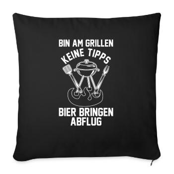 Bier Grillparty Grillmeister Grill Grillen - Sofakissenbezug 45 x 45 cm - Schwarz - Vorne