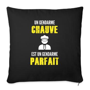 un gendarme chauve est un gendarme parfait - Housse de coussin décorative 45 x 45 cm - noir - Devant
