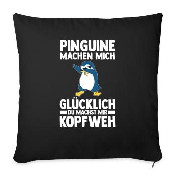 Tiermotiv Pinguin - Sofakissenbezug 45 x 45 cm - Schwarz - Vorne