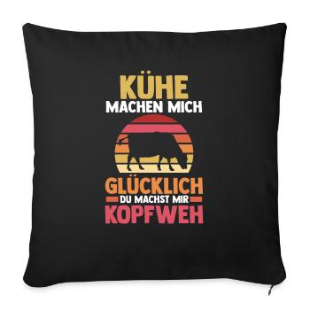 Kuh Landwirt Bauernhof Kühe - Sofakissenbezug 45 x 45 cm - Schwarz - Vorne