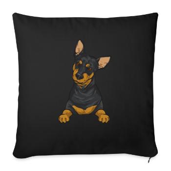 Miniature Pinscher Rehpinscher Min Pin Dog - Housse de coussin décorative 45 x 45 cm - noir - Devant